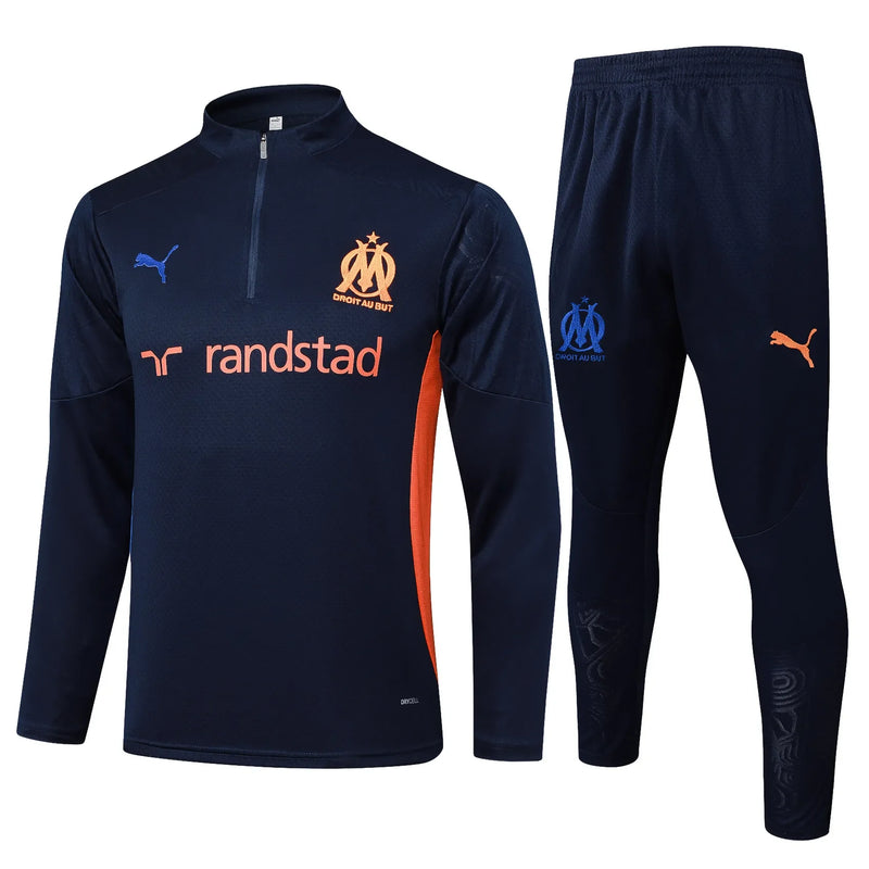 Conjunto Agasalho Treino Olympique de Marseille 24/25 - Azul Escuro