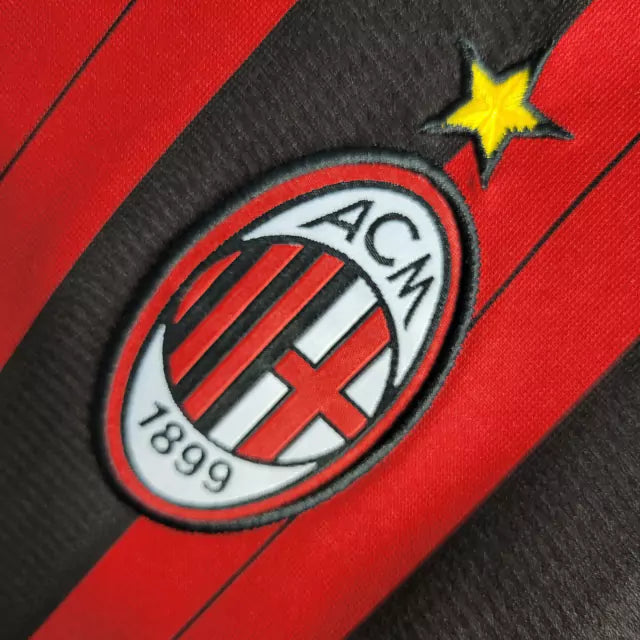 Camisa Milan 13/14 Retrô Manga Longa - Vermelha e Preta