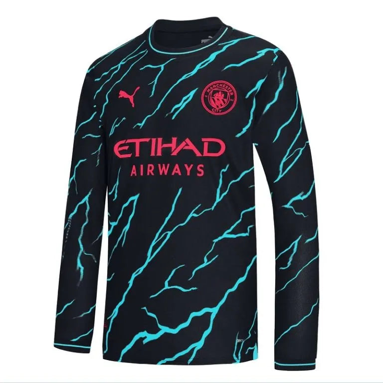 Camisa Manchester City 23/24 Manga Longa - Azul