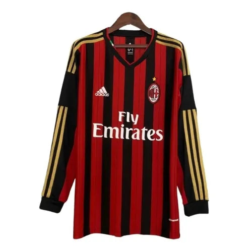 Camisa Milan 13/14 Retrô Manga Longa - Vermelha e Preta