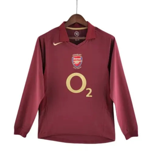 Camisa Arsenal 05/06 Retrô Manga Longa - Vinho